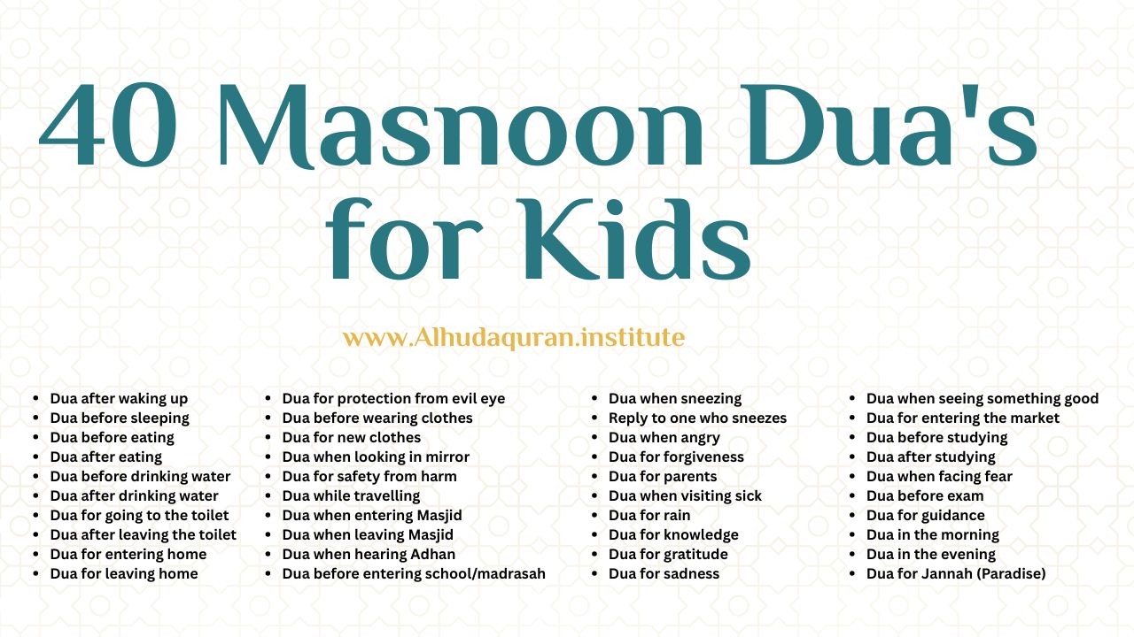 40 Masnoon Dua's for Kids